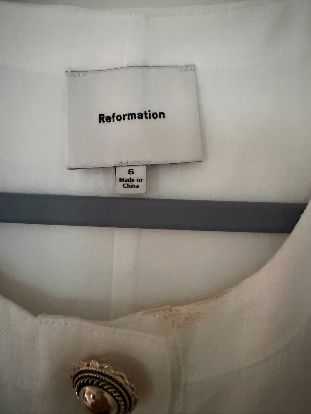 Reformation TropezSleeveless White Button-Front Mini Dress - Picture 4 of 4